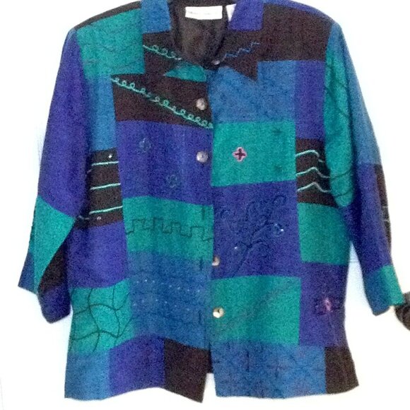 Draper's & Damon's Jackets & Blazers - VINTAGE Draper's & Damon's "L". Sequins, Shoulder Pads, Avant Garde, Eclectic